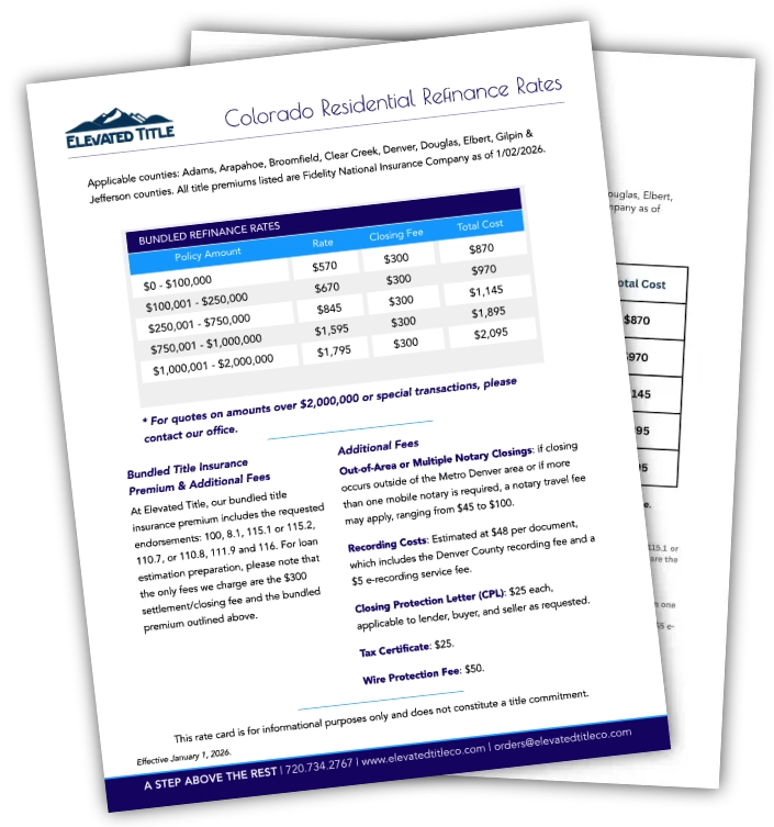 Colorado residential real estate refinance rates